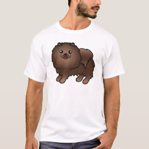 Brauner süßer Cartoon Pomeranian Hund T-Shirt