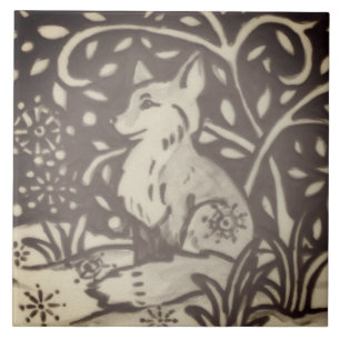 Brauner Tan Fox Schneeflocken Blätter Holzdekor Fliese