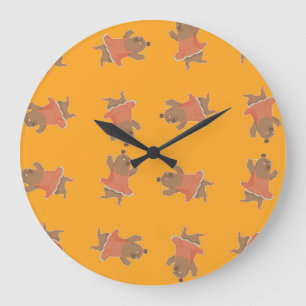 Brauner Tanzbär Große Wanduhr