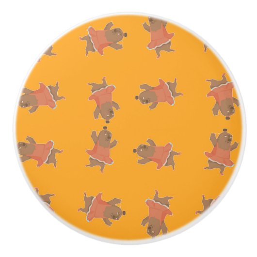 Brauner Tanzbär Keramikknauf (Vorderseite)