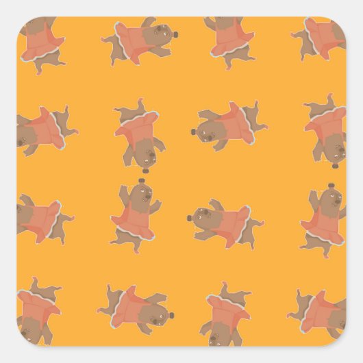 Brauner Tanzbär Quadratischer Aufkleber (Vorderseite)