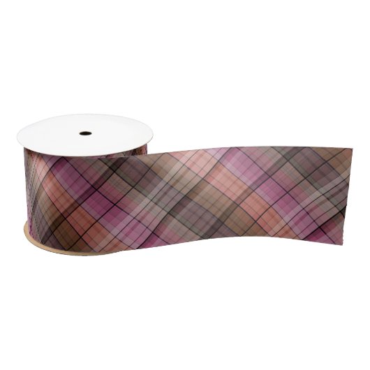 Brauner Tartan Satinband (Spule)