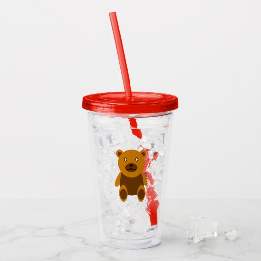 Brauner Teddybär Acryltrinkbecher (Vorderseite Ice)