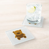 Brauner Teddybär Glasuntersetzer (Schrägansicht)
