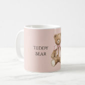 Brauner Teddybär mit rosa Schleife Kaffeetasse (Vorderseite Links)
