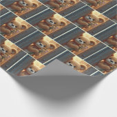 Brauner Teddybär mit Wildblume Bouquet Geschenkpapier (Ecke)