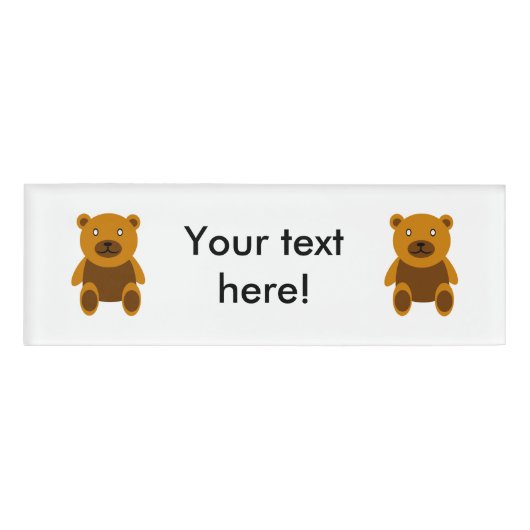 Brauner Teddybär Namenschild (Vorderseite)