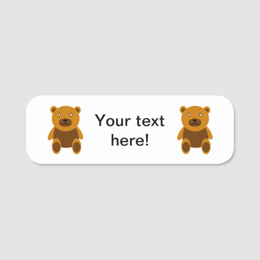 Brauner Teddybär Namensschild (Vorderseite)