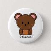 Brauner Teddybär Personalisiert Button (Vorderseite)