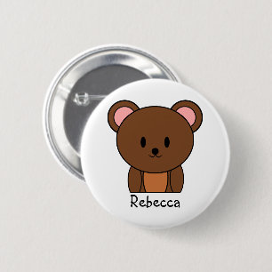 Brauner Teddybär Personalisiert Button