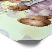 Brauner Teddybär Schwingen Lavendelkleid und Polka Poster (Ecke)