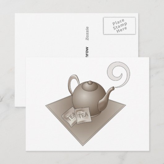 Brauner Teekessel Postkarte (Vorne/Hinten)