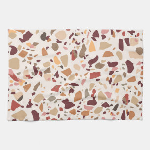 Brauner Terrazzo: vintage, trendiges Muster. Geschirrtuch