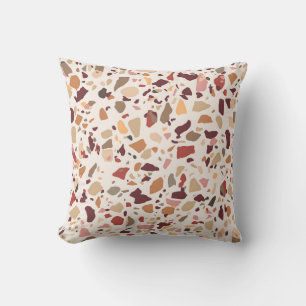 Brauner Terrazzo: vintage, trendiges Muster. Kissen