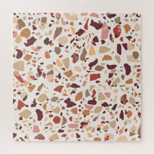 Brauner Terrazzo: vintage, trendiges Muster. Puzzle