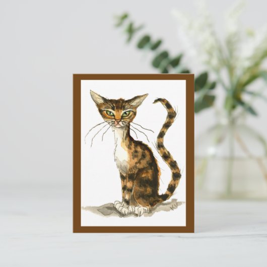 Brauner Tisch Postkarte (Stehend Vorderseite)