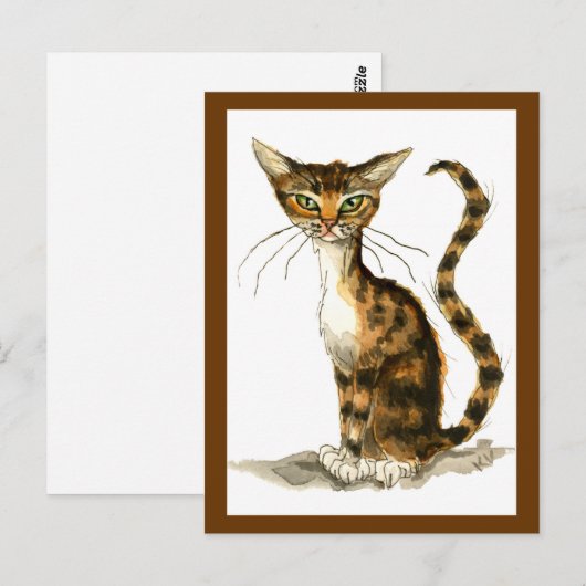 Brauner Tisch Postkarte (Vorne/Hinten)