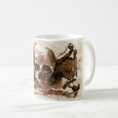 brauner Totenkopf mit gekreuzter Knochen Kaffeetasse (VorderseiteRechts)