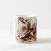 brauner Totenkopf mit gekreuzter Knochen Kaffeetasse (Vorderseite Links)