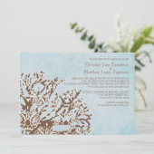 Brauner und Aquamariner Coral Beach Hochzeitsempfa Einladung (Stehend Vorderseite)