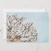 Brauner und Aquamariner Coral Beach Hochzeitsempfa Einladung (Rückseite)