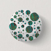 Brauner und Aquamariner Polka Dot Zebra Button (Vorderseite)