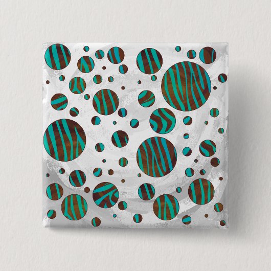 Brauner und Aquamariner Polka Dot Zebra Button (Vorderseite)