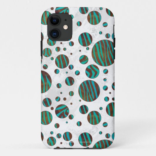 Brauner und Aquamariner Polka Dot Zebra Case-Mate iPhone Hülle (Rückseite)