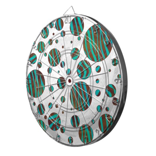 Brauner und Aquamariner Polka Dot Zebra Dartscheibe (Vorderseite rechts)