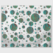 Brauner und Aquamariner Polka Dot Zebra Geschenkpapier (Flach)