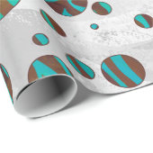 Brauner und Aquamariner Polka Dot Zebra Geschenkpapier (Rolleneckpunkt)
