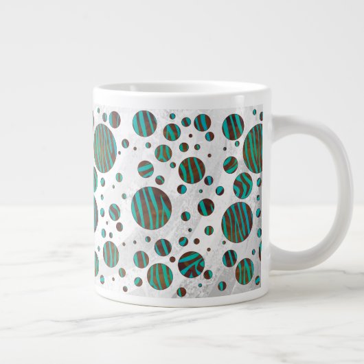 Brauner und Aquamariner Polka Dot Zebra Jumbo-Tasse (Rechts)