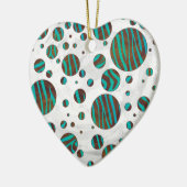 Brauner und Aquamariner Polka Dot Zebra Keramikornament (Links)