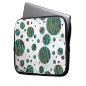 Brauner und Aquamariner Polka Dot Zebra Laptopschutzhülle (Vorderseite Links)