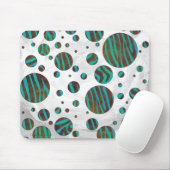 Brauner und Aquamariner Polka Dot Zebra Mousepad (Mit Mouse)