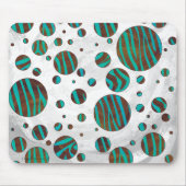 Brauner und Aquamariner Polka Dot Zebra Mousepad (Vorne)