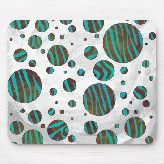 Brauner und Aquamariner Polka Dot Zebra Mousepad (Vorne)