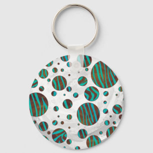 Brauner und Aquamariner Polka Dot Zebra Schlüsselanhänger