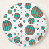 Brauner und Aquamariner Polka Dot Zebra Untersetzer (Vorne)