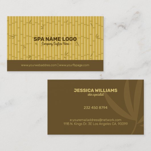 Brauner und beiger Bambusholzhintergrund Visitenkarte (Vorne/Hinten)