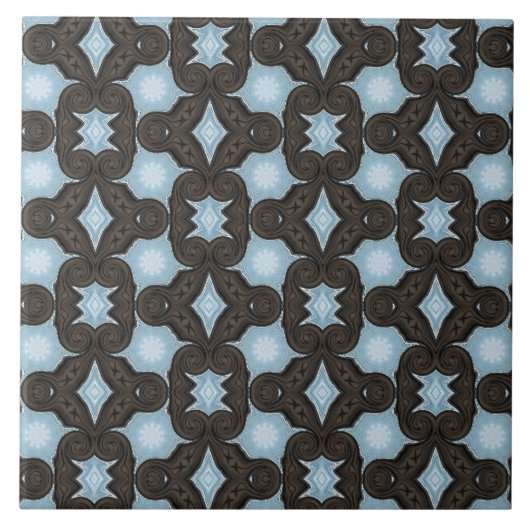 Brauner und blauer Druck Fliese (Vorderseite)