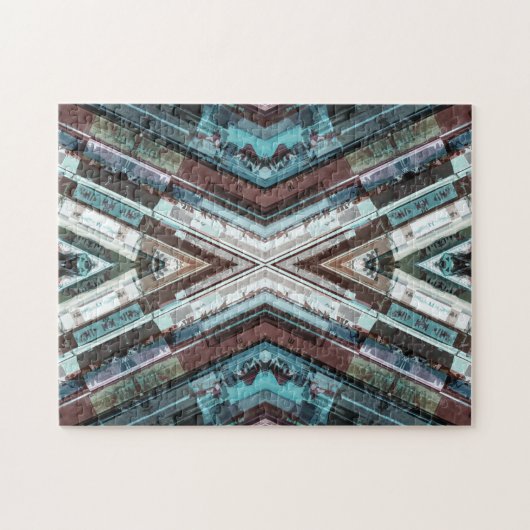Brauner und Blauer Kaleidoskop Puzzle (Horizontal)