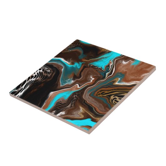 Brauner und blauer Marmor Wasserstrahler Kunst Fliese (Seite)