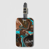 Brauner und blauer Marmor Wasserstrahler Kunst Gepäckanhänger (Vorderseite Vertikal)