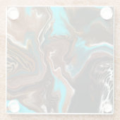 Brauner und blauer Marmor Wasserstrahler Kunst Glasuntersetzer (Rückseite)