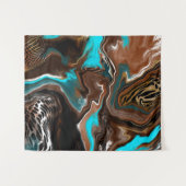 Brauner und blauer Marmor Wasserstrahler Kunst Wandteppich (Vorderseite (Horizontal))