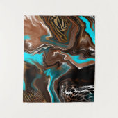 Brauner und blauer Marmor Wasserstrahler Kunst Wandteppich (Vorderseite)