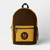 Brauner und gelber Farbblock Bedruckter Rucksack (Vorderseite)