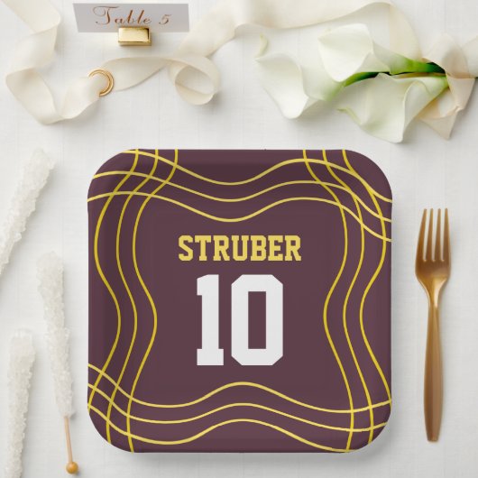 Brauner und gelber Sport Pappteller (Hochzeit)