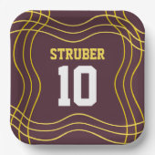 Brauner und gelber Sport Pappteller (Vorderseite)